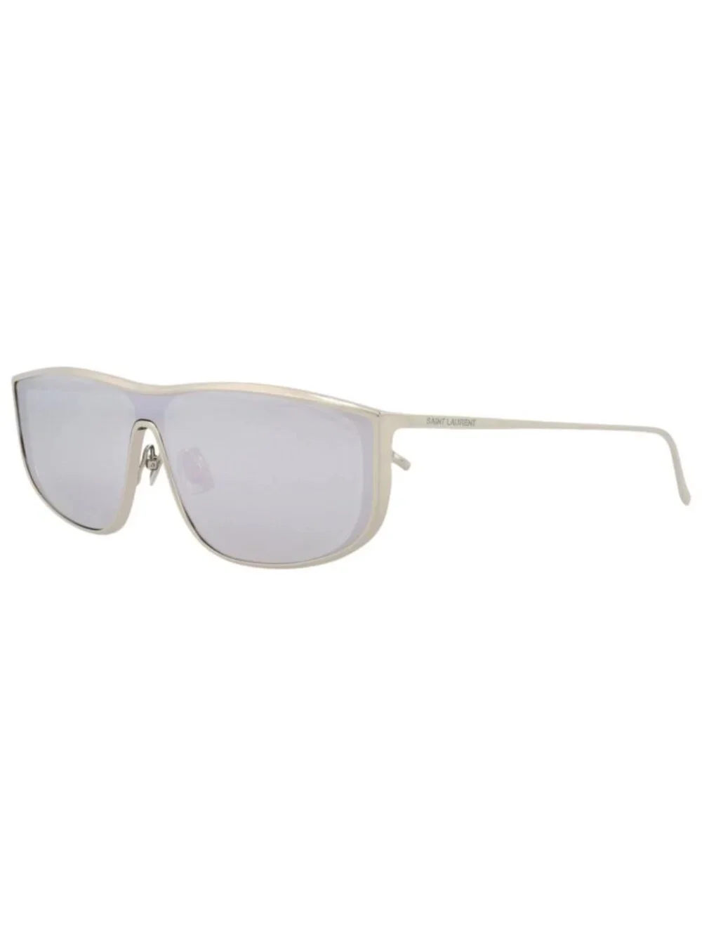 New Saint Laurent Women's Sunglasses Shield Wrap Metal Frame Unisex Silver